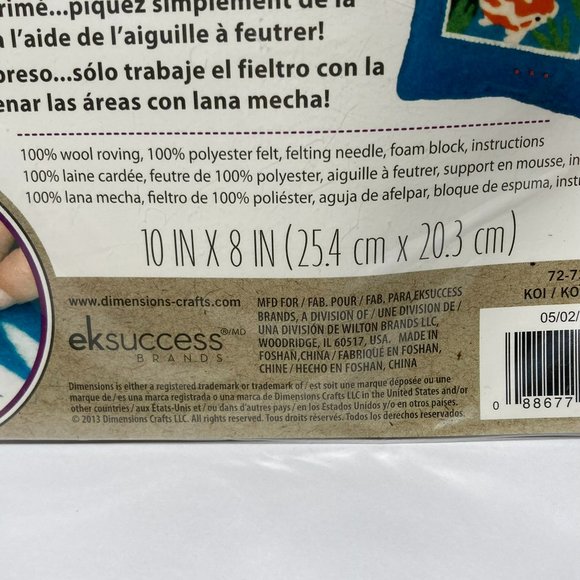 Dimensions Needle Felting Craft Felt Kit Koi Fish 10" x 8" Printed Design Piece - Picture 5 of 13